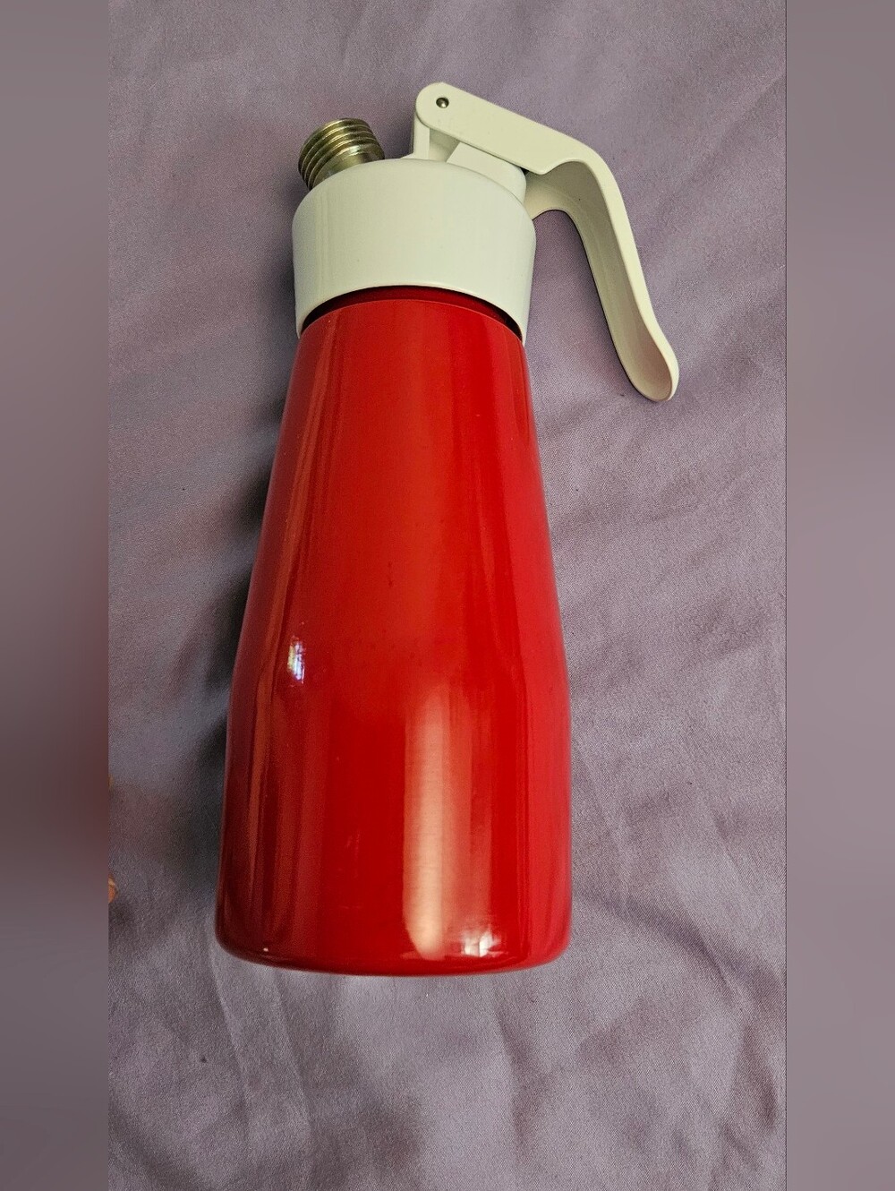 Red Whipped Cream Dispenser with White Lever - Universal Kitchen Tool As Is
